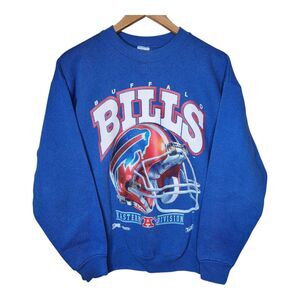 Vintage 90s Buffalo Bills Sweatshirt 1991 Big Helmet Logo Spellout Salem USA L